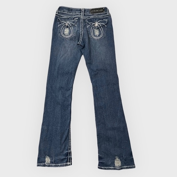 L.A. Idol distressed low rise bootcut jeans with contrast stitching - Picture 5 of 7
